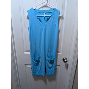 Lulu B S V-Neck Dress Blue Upf50 Casual Spring Summer Vacation Pockets Size XS